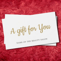Simple Elegant White Faux Gold Beauty Gift card