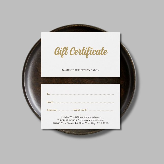 Simple Elegant White Faux Gold Beauty Gift card (Creator Uploaded)