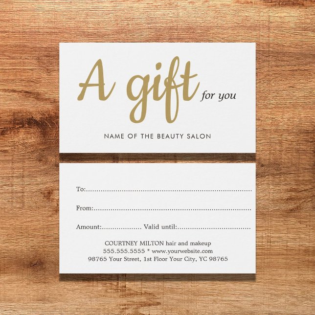 Simple Elegant White Faux Gold Beauty Gift card (Creator Uploaded)