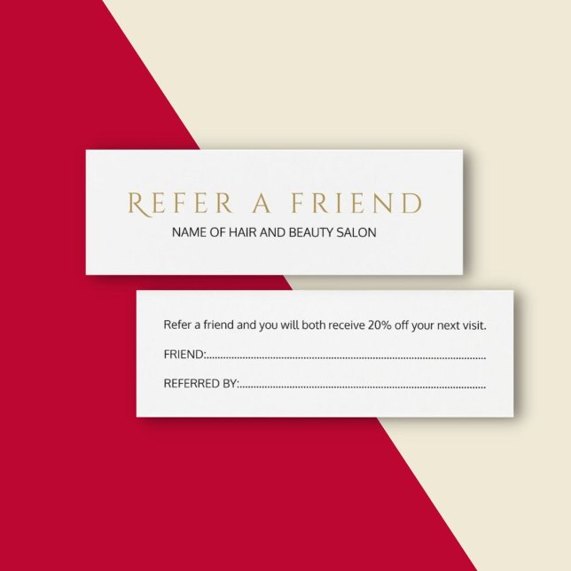 Simple Elegant White Faux Gold Referral Card (Creator Uploaded)