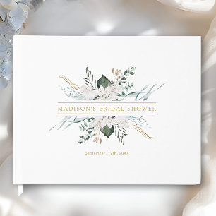 Simple Elegant White Flowers Bridal Shower Guest Book