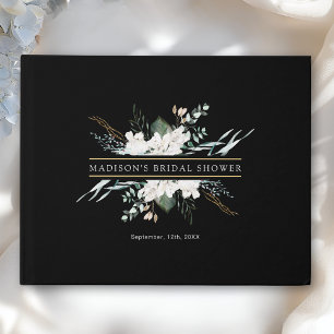 Simple Elegant White Flowers Bridal Shower Guest Book