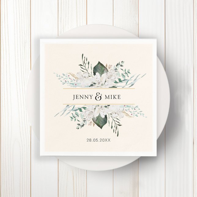 Simple, elegant white flowers wedding napkin (Creator Uploaded)