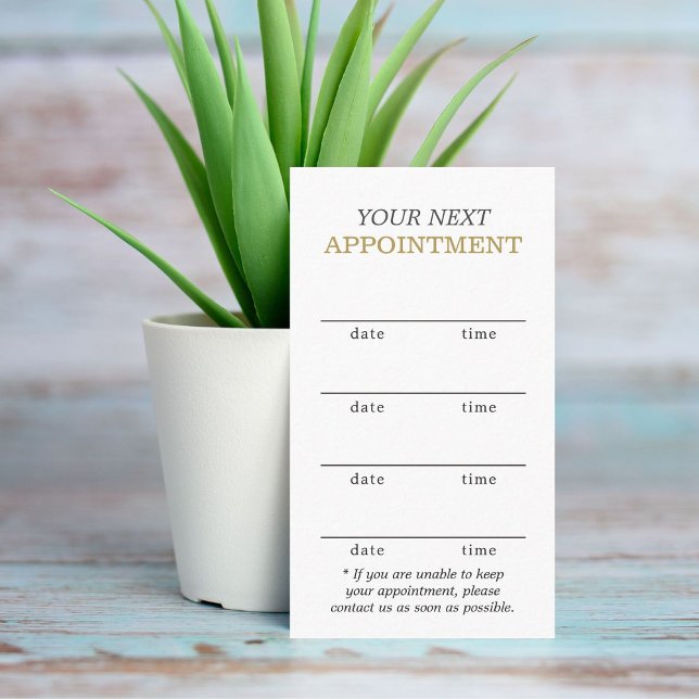 Simple Elegant White Gold Beauty  Appointment Card (Creator Uploaded)
