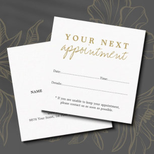 Simple Elegant White Gold Beauty Appointment Card