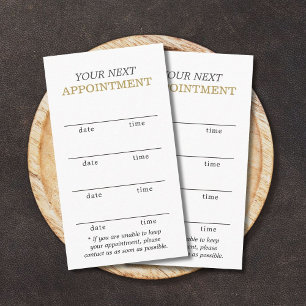 Simple Elegant White Gold Beauty Appointment Card