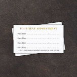 Simple Elegant White Gold Beauty  Appointment Card<br><div class="desc">Simple elegant customisable appointment card for beauty salon (hair,  makeup,  nail). Elegant design with light white background and gold coloured text.</div>