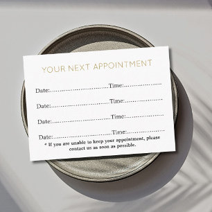 Simple Elegant White Gold Beauty Salon Appointment Card