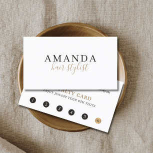 Simple Elegant White Gold Beauty Salon Loyalty Card