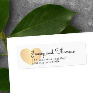 Simple Elegant White Gold Heart Wedding Label