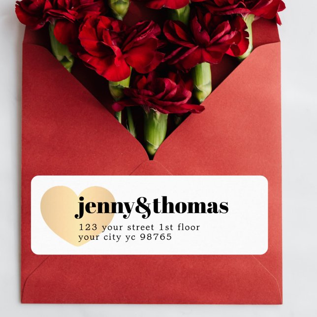 Simple Elegant White Gold Heart Wedding Label (Creator Uploaded)