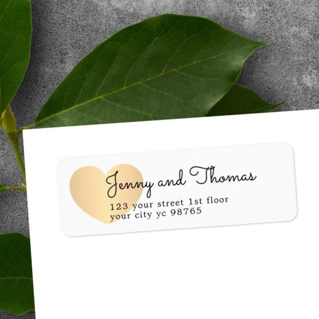 Simple Elegant White Gold Heart Wedding Label (Creator Uploaded)