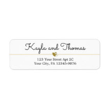 Simple Elegant White Gold Heart Wedding Label