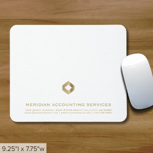 Simple Elegant White Gold Logo Mouse Pad