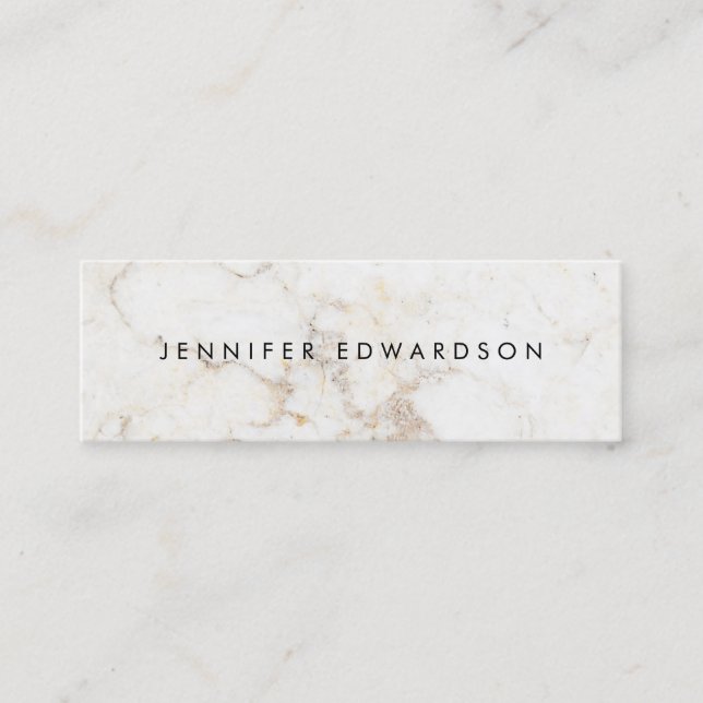 Simple elegant white gold marble professional mini business card (Front)