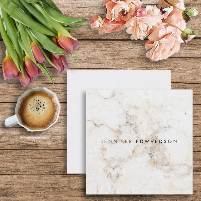Simple elegant white gold marble professional square business card (Modern elegant white gold marble professional square business card.)