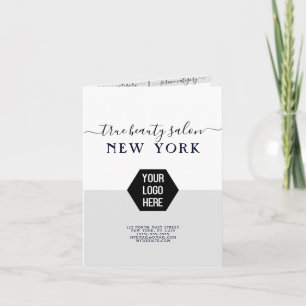 Simple Elegant White Gray Logo Salon Price List Note Card