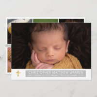 Simple Elegant White Grey Cross Baby Photo Collage