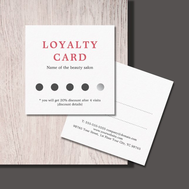 Simple Elegant White Grey Pink Beauty Loyalty Card (Creator Uploaded)