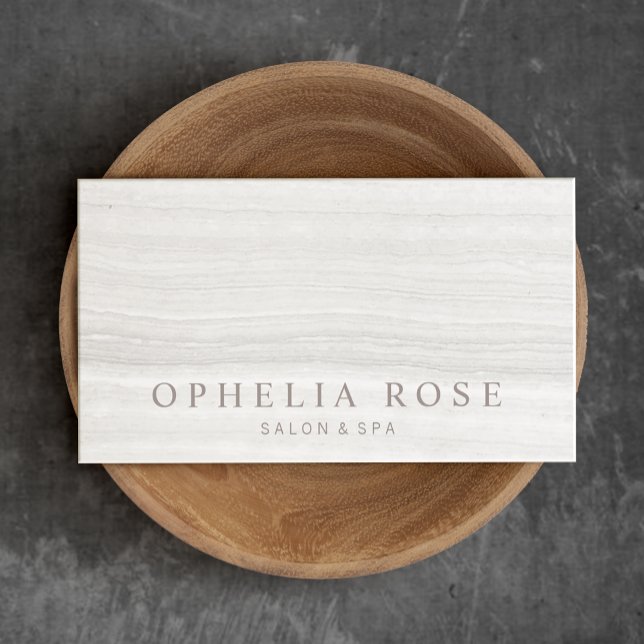 Simple Elegant White Marble  Salon and Spa Business Card (Creator Uploaded)