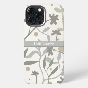 Simple Elegant White Modern Custom Floral iPhone 13 Pro Max Case