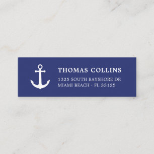 Simple Elegant White Nautical Anchor Mini Business Card
