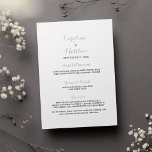 Simple elegant white pastel blue Wedding Menu<br><div class="desc">Simple elegant white pastel blue modern Wedding Menu invitation. This minimalist ampersand invitation is perfect for any classy and sophisticated glam girl. This design is ideal for a trendy and stylish party event. Customise this design with your message and personalised information. All designs are printed.</div>