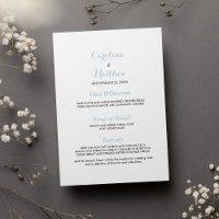 Simple elegant white pastel blue Wedding Menu