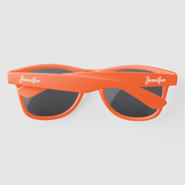 Simple Elegant White Personalised Name Custom Sunglasses (Back)