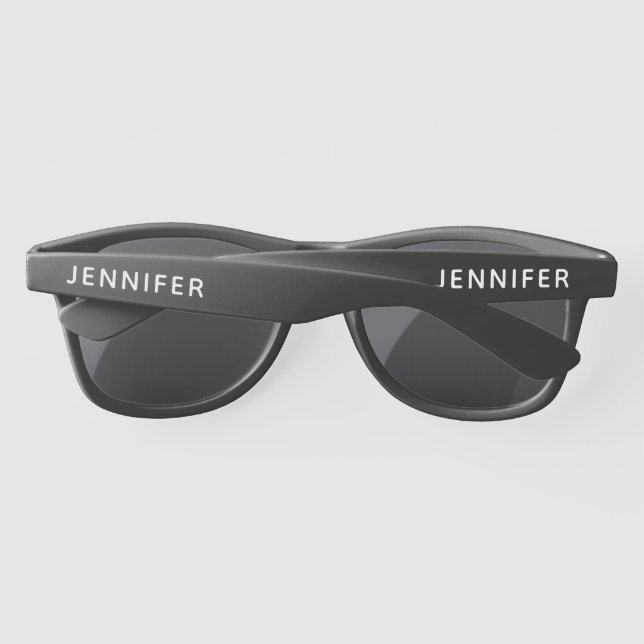 Simple Elegant White Personalised Name Custom Sunglasses (Back)