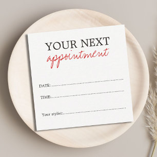 Simple Elegant White Red Beauty Appointment Card