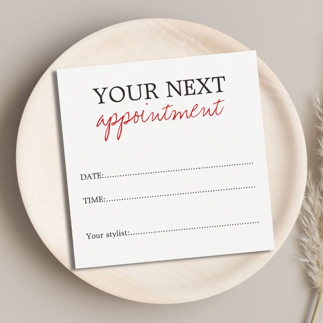Simple Elegant White Red Beauty Appointment Card (Creator Uploaded)