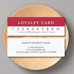 Simple Elegant White Red Beauty Loyalty Card