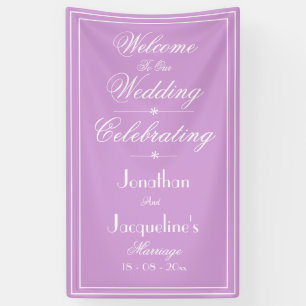 Simple Elegant White Script Mauve Wedding Party Banner