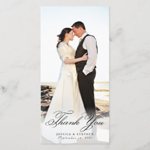Simple Elegant White Thank You 8x4 Photo Card