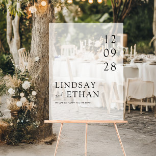 Simple Elegant White Transparent Wedding Acrylic Sign