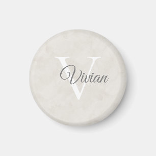 Simple Elegant White Watercolor Monogram Name Magnet