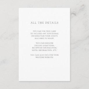 Simple Elegant White   Wedding Guest Details Enclosure Card