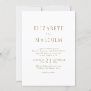 Simple Elegant White Wedding Invitation