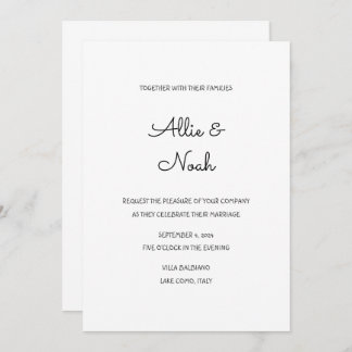 Simple & Elegant White Wedding Invitation Card