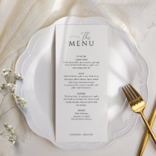 Simple Elegant white wedding Menu
