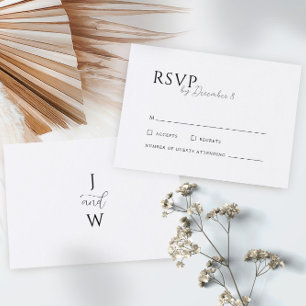 Simple Elegant white wedding RSVP Card