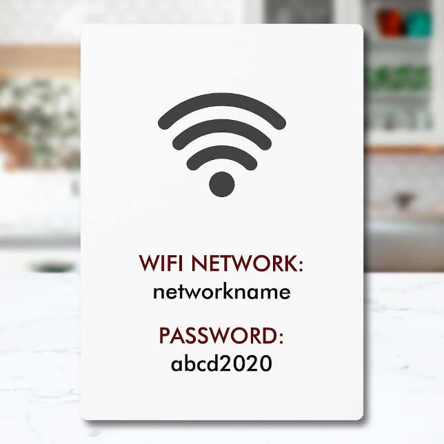 Simple Elegant Wifi Network Password Info Sign Plaque (Creator Uploaded)