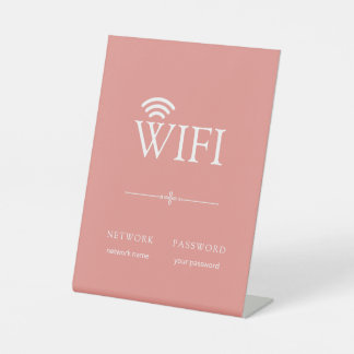 Simple Elegant WiFi Network Password Sign Pink