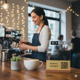 Simple Elegant Wifi QR Code Network Password Acrylic Sign