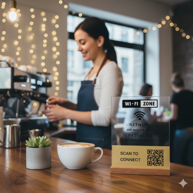 Simple Elegant Wifi QR Code Network Password  Acrylic Sign (Creator Uploaded)