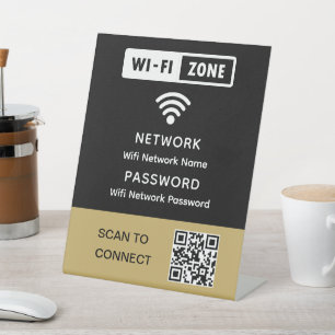 Simple Elegant Wifi QR Code Network Password  Pedestal Sign