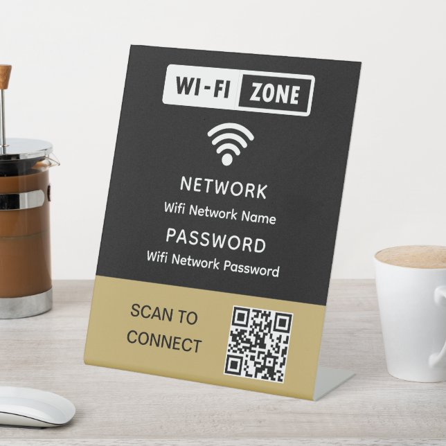 Simple Elegant Wifi QR Code Network Password  Pedestal Sign (In SItu)