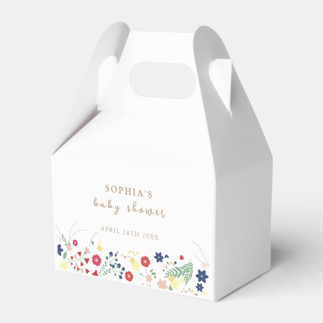 Simple Elegant Wildflower Baby Shower  Favour Box (Front Side)