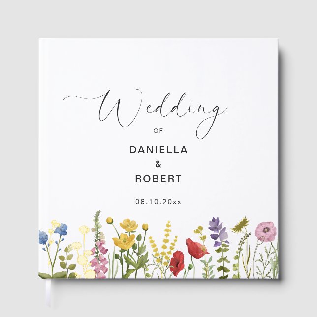 Simple Elegant Wildflower Wedding  Guest Book (Front)